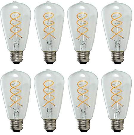 Ruihua E27 4W Klarglas Spiral Glühbirne ST64 LED Glühbirne(40W Äquivalent) Warmweiß 2700K 400LM Doppelspirale Flexible Retro Edison LED Glühbirne Nicht Dimmbar Energiesparlampe(8 Stück)