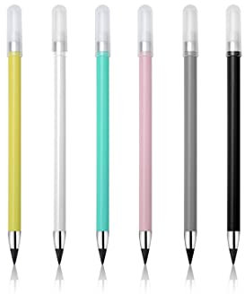 Quesuc 6Pcs Tintenlose Bleistifte Ewig,Technologie Unbegrenztes Tragbarer Immerwährender Bleistift,Portable Everlasting Pencil Wiederverwendbar für Schüler-Künstler-Zeichnung, Kindergeschenk