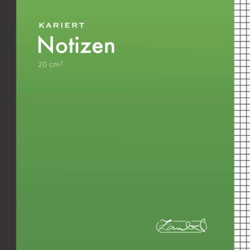 Notizbuch Quadratisch Kariert Grün: 20 X 20cm | 110 Quadratische Seiten - 55 Blatt