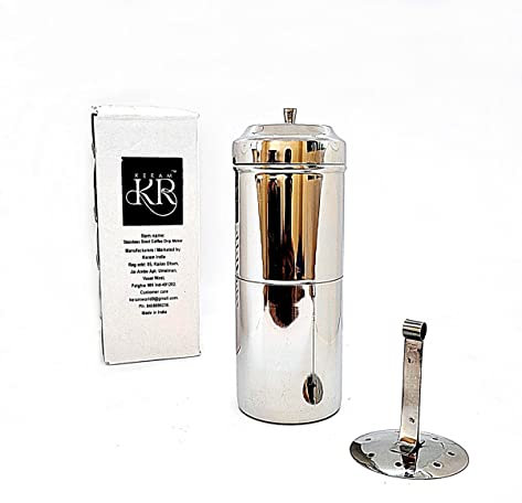 KERAM south indian coffee drip maker-permanent/reusable phin filter for 3-4 serving cup 6.6 Oz(200 ml) made of steel ss304 food grade camping/travelling small decoction dripper maker