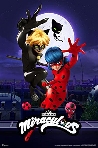 Miraculous Ladybug und Cat Noir Team Up Cartoon-TV-Serie Film Miraculous Ladybug Merchandise Miraculouses Miraculous Ladybug Poster für Mädchenzimmer, cooles Wandkunst-Poster, 40,6 x 61 cm