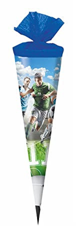 Schultüte / Zuckertüte / Länge: 35cm / rund / Fußball