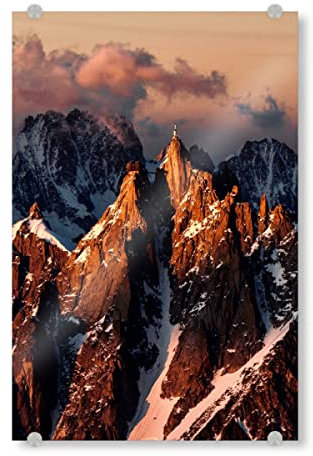 artboxONE Acrylglasbild 120x80 cm Natur Aiguille du Midi am Abend - Bild aiguilledumidi alpenlandschaft Berge