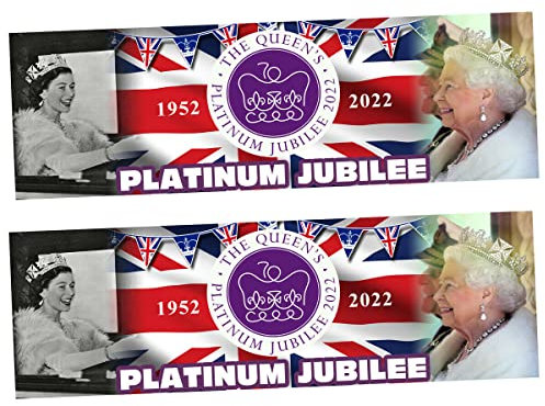 2 Queen Platinum Jubilee 2022 Banner Poster Party Dekorationen Poster Union Jack England Royal Family Queen Elizabeth's Jubilee Celebration