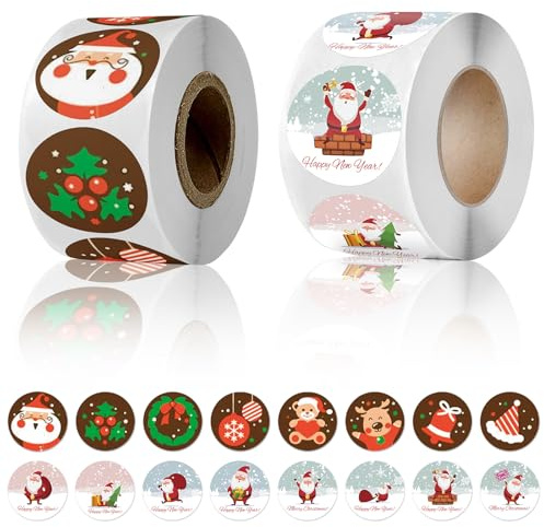 Adesivi natalizi, 1000 pezzi, adesivi natalizi, adesivi natalizi, adesivi natalizi autoadesivi, adesivi per biglietti di Natale, confezioni regalo