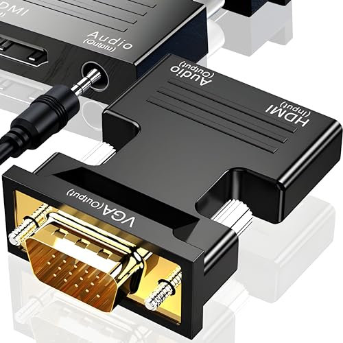 Retoo Adaptador HDMI VGA con Audio, Conversor Digital Analógico Full HD 1080P, Cable Convertidor Compatible Monitores Proyectores Televisores PC Consolas Portátil