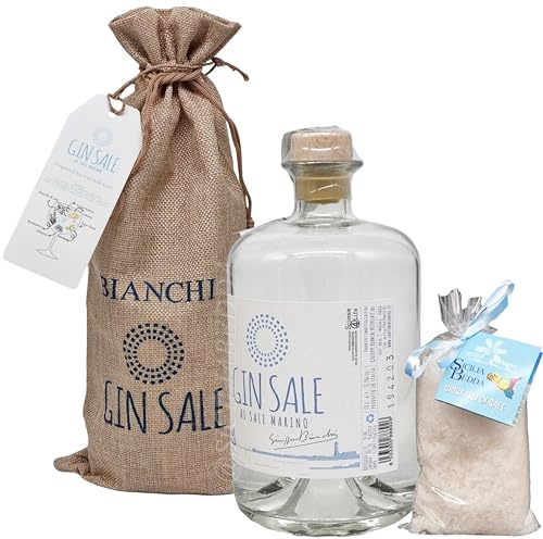 Sicilia Bedda - GIN AL SALE MARINO DI MARSALA CL. 70 - GIN 100% SICILIANO CON CONFEZIONE CRISTALLI SALE MARINO GR. 150
