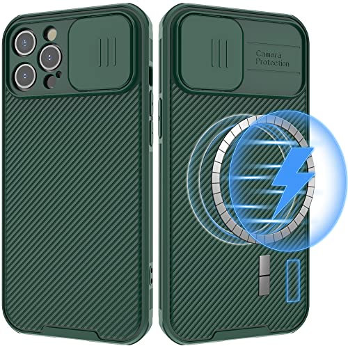 Hitaoyou iphone 12 pro max cases, iPhone 12 Pro Max Camera Protection Case [Support Wireless Charging] with Slide Lens Cover,Slim magnetic case for iphone 12 pro max case with Camera Cover Green