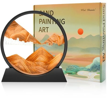 Wai Danie Sablier Decoratif Cadre Sable Mouvant 3D art du sable en mouvement Peinture de Sable Qui Coule Convient pour Kits de Sable pour Enfants Adolescents Adultes Cadeaux (Or, 12)