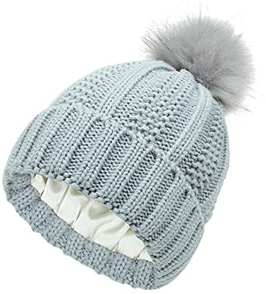 AUNEVN Winter Warme Mütze Wintermütze Für Frauen Warme Strickmützen Gefärbte Mütze Baseballmütze Vater Partnerlook Mütze/Gray/One Size