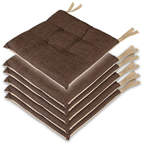 Leonardo Home - set 6 cuscini sedia da cucina double face , cuscino 4 punti con lacci imbottito - cuscini coprisedia da cucina - 100% Made in Italy