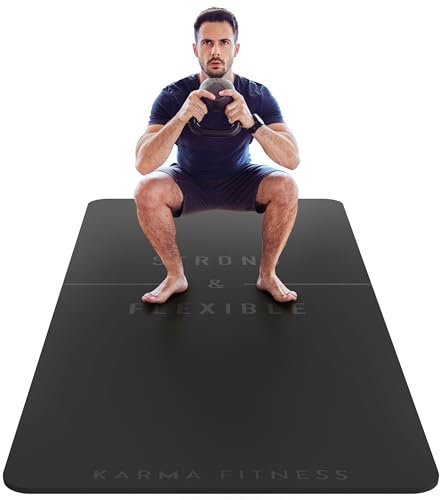Große Übungsmatte, extra breite und extra dicke Yogamatte (183 cmx80 cmx10 mm), TPE-Fitnessmatte mit kostenlosen Tragegurten, perfekt für HiiT Home Workouts & Pilates – STRONG & FLEXIBLE (schwarz)
