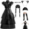keaiyouhuo Girls Princess Costume Black Dress Kids Dress Up Long Costume Dress Fancy Cosplay Carnival Halloween Party Outfit