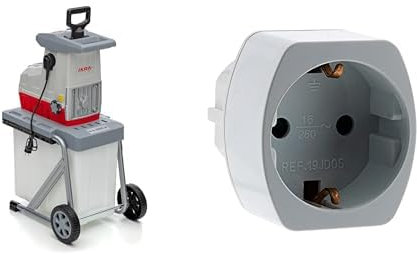 Ikra Broyeur Silencieux électrique ILH 3000A, diamètre de la Branche 44mm, Moteur Puissant de 3000W & Zenitech-Adaptateur M France/F SCHUKO (Allemagne, Espagne?) Blanc - Zenitech