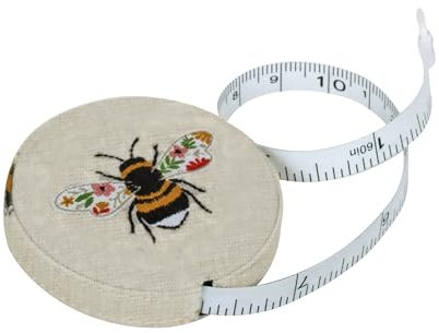 Hobby Gift Maßband, einziehbar, mit Stoff überzogen, 150 cm, Bienen