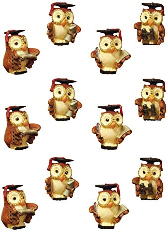 12 Pezzi Bomboniera Laurea Gufetto con tocco in resina cm. 5