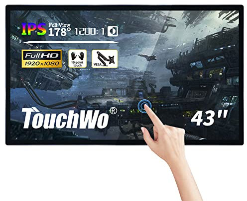 TouchWo 43 Zoll Interaktiver Touchscreen-Monitor, Smart Board mit Wandhalterung, Präsentations-Whiteboard All-in-One-Touchscreen-PC für Büro & Klassenzimmer, Core i3 4 GB RAM & 128 GB ROM