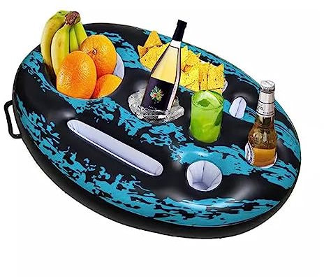 Pool-Getränkeschwimmer, lustiger aufblasbarer schwimmender Getränkehalter for Pool mit Getränkehalter, Whirlpool-Tablett-Floatie mit 9 Löchern, Getränkeschwimmbecken-Tischschwimmer for Erwachsene