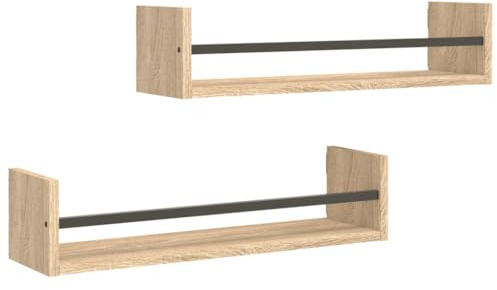 vidaXL Wandregale mit Stangen 2 STK. Sonoma-Eiche 60x16x14 cm