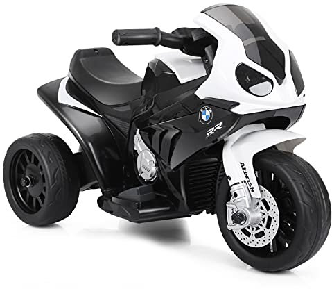 DREAMADE Kinder Elektro Motorrad, 6V Kindermotorrad Elektrisch mit Musik & Licht & Hupe & Stützrädern, 3 km/h, Elektro-Dreirad Elektromotorrad für Kinder 18-36 Monaten (Schwarz)