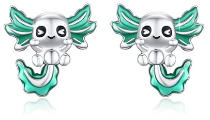 YueYuan Axolotl Ohrringe 925 Sterling Silber Süße Tier Hypoallergen Mädchen Ohrstecker Weihnachten Geburtstag Neujahr Jahrestag Schmuck Geschenke für Damen