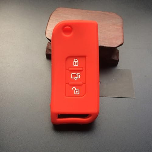 ZAD Custodia per chiave auto in silicone a 3 pulsanti Flip Set portachiavi con telecomando(Rosso) Per Mahindra,Per Roger XUV 500