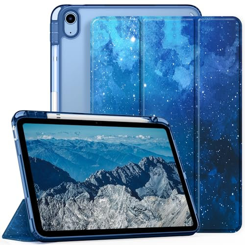 CACOE Funda Compatible con iPad 11.ª Generación (A16) 11 2025 / iPad 10.ª Generación 10.9 (2022) (A2757/A2777), Funda Trasera Transparente con Portalápices Compatible,Estrella Azul