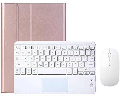 Custodia Tastiera con Trackpad per iPad 9.7 6a/5a Gen 2018/2017, iPad Pro 9.7, iPad Air 2/Air 1, QWERTY Custodia Tastiera Bluetooth Staccabile con Mouse Wireless, Portapenne Incorporato, Oro Rosa