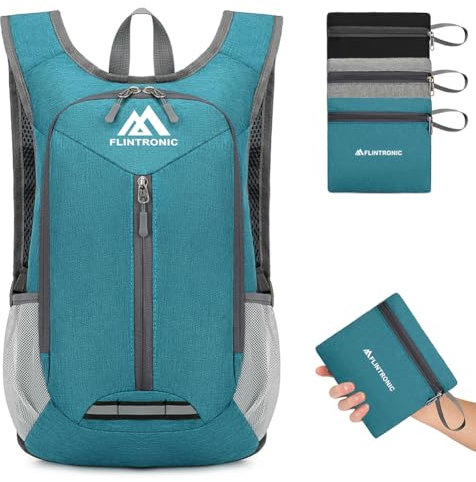 flintronic Faltbarer Rucksack, 16L Kleiner Wanderrucksack, Ultraleicht Wanderrucksack, Wasserfest Reiserucksack, Packbare Backpack, Damen Herren Daypack, für Camping Klettern/Outdoor Wandern