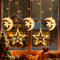 GlobaLink Sternenmond Lichtervorhang, Sternenvorhang 69LEDs Weihnachtsdeko Fenster 8 Modi mit Timer Batteriebetrieben für den Innen- und Außenbereich Ramadan Kinderzimmer Schlafzimmer Hochzeit