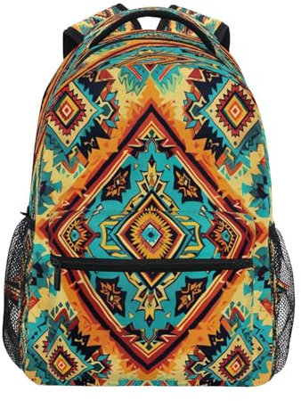 JUMBEAR Tribal Aztec Print School Backpack,Travel School Bags 16 Inch Laptop Backpack for Teenage Girls Boys -S