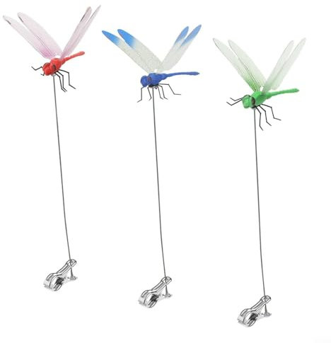 Illumina il per tuo giardino con 36 clip a libellula finta, paletti 3D a forma di libellula in , rosso, verde (3 pezzi)