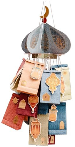 Papierdrachen Mobile Kalender zum Ramadan - Moschee - zum selbst Basteln - Geschenk - Dekoration - Laternen Halbmond Sterne - Set 02