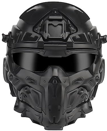 Metalakaer HL-98 Taktischer Helm mit Integriertem Taktischen Headset, Anti-Beschlag Fan, Abnehmbare Anti-Beschlag Brille, für Militär Airgun Halloween Cosplay CS Paintball Jagd