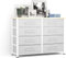 IMURZ Chest of Drawers,Fabric Storage Drawers wtih 8 Units Large Storage Space,Sturdy Steel Frame Chest of Drawers Bedroom for Living Room, Hallway