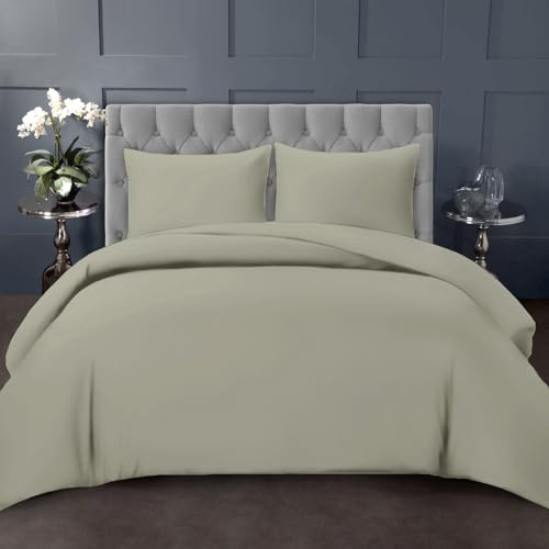 Pizuna Bettbezug 200x200 cm Baumwolle, Silber 1000 Fadenzahl | 100% langstapeliger Baumwolle Mako Satin Dickes Bettbezug set mit Rei Bverschluss und 2 Kopfkissenbezug 80x80 cm Mako Satin