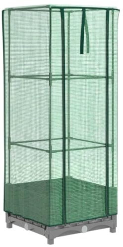 vidaXL Hochbeet, Pflanzkasten mit Gewächshaus-Aufsatz, Frühbeet für Balkon Garten Terrasse, Gemüsebeet Blumenbeet Pflanzbeet, Rattan-Optik