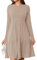 Ritiriko Winterkleider für Damen 2025 Lässige Lockere Babydoll Kleider Crewneck Stricken Kleider Mit Tasche Aprikose M