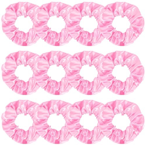 KICOSY 12 elastici per capelli rosa chiaro, in raso, rosa, accessori per capelli rosa, accessori per capelli rosa, bomboniere, roba per ragazze rosa