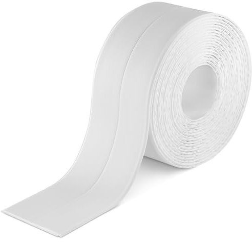 POPPSTAR Fugendichtungsband selbstklebend wasserdicht für Küche und Bad (3,3m x 38mm, weiß) 2in1 Fugen-Dichtungsband & Abschlussleiste für Badewanne, Dusche, Arbeitsplatte