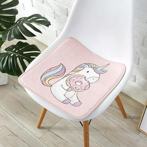 champracer Sitzkissen Kinder Runde Stuhlkissen Sitzkissen Stuhl Sitzpolster, Waschbare Weiche Komfort Stuhlauflage als Kissen für Outdoor Indoor Gartenstuhl (Donut Einhorn,25 x 25 cm)