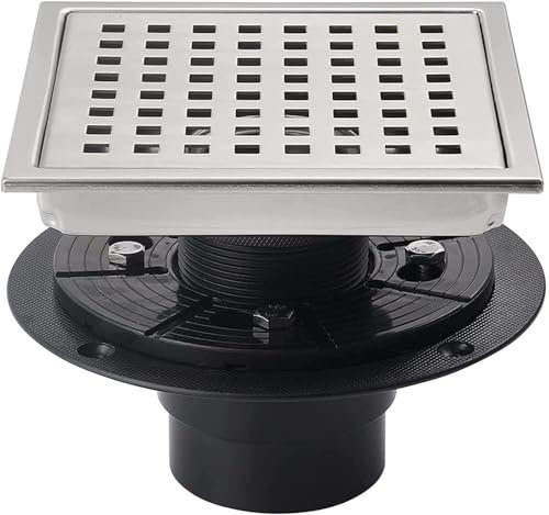GKJHTED Scarico a Pavimento, Copertura per Scarico a Pavimento della Doccia, Scarico a Pavimento della Doccia Quadrato da 6 Pollici, con griglia di Copertura per Inserto in Piastrelle RI