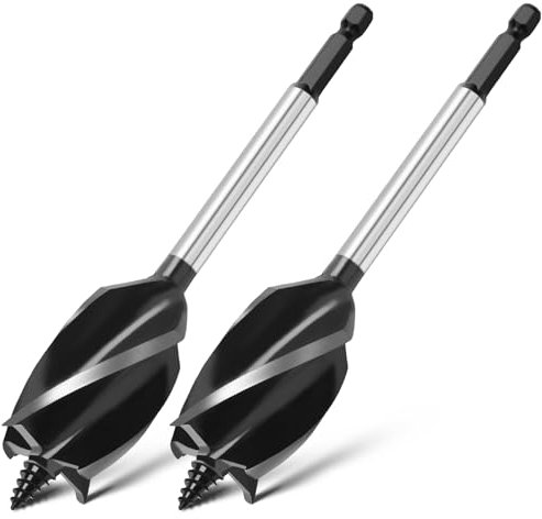 2 brocas para madera de 40 mm x 165 mm, vástago hexagonal para madera blanda y madera dura, plástico, paneles de yeso y materiales compuestos