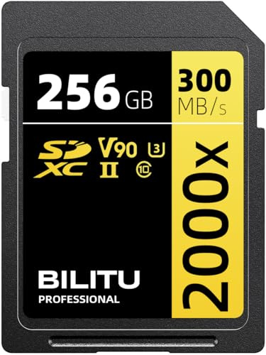 Carte SD UHS-II V90 256 Go - Vitesse d'écriture jusqu'à 270 Mo/s, vitesse de lecture jusqu'à 300 Mo/s | Convient pour les blogueurs vidéo professionnels, les cinéastes, les photographes