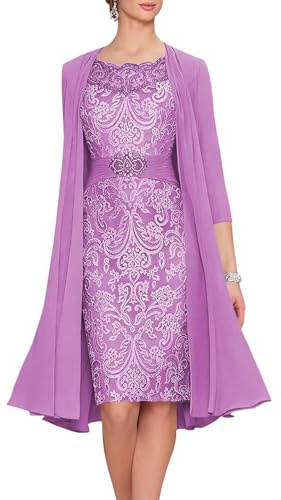 BITYIO Classy Unusual Mother of The Bride Dresses Tea Length Mother of The Groom Dress Mom Prom Dress Lilac
