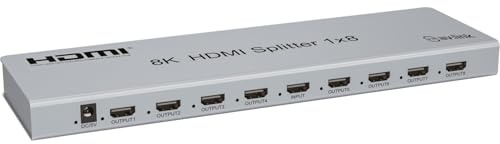 AV:Link - Splitter HDMI Ultra HD 8K con controllo EDID, 1 ingresso e 8 uscite, collega senza problemi una singola sorgente HDMI a più schermi per giochi, intrattenimento o uso commerciale