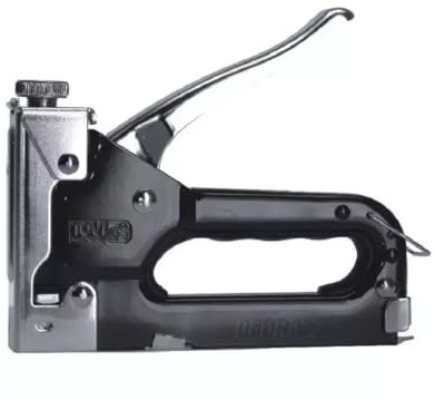 Polsterheftgerät, Tacker für Polsterarbeiten DEDRA 11Z002, Polster-Tacker, Klammerlänge 4–14 mm, einstellbare Schlagkraft, robuste Vollmetallkonstruktion, schnelles Arbeiten, Klammerntyp: D53