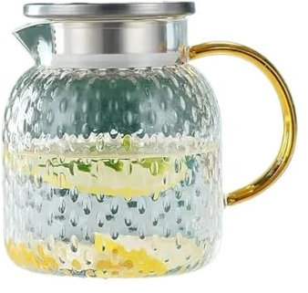 Brocca d'acqua Brocca in vetro for acqua con coperchio filtrante e beccuccio versatore Caraffa in vetro resistente al calore for bevande calde e fredde Bottiglia for tè freddo fatto in casa Brocca in
