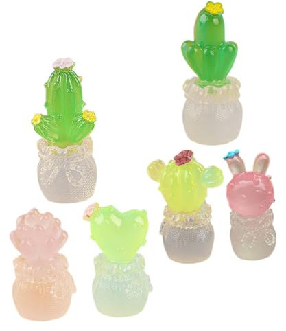 Warmhm 6 Stück künstlicher Kaktus küchendekoration Cute Decor badezimmerdekorationen Künstliche Sukkulenten im Freien Pflanzen saftig Miniatur-Kaktus-Dekoration Mini-Harz-Basteldekore