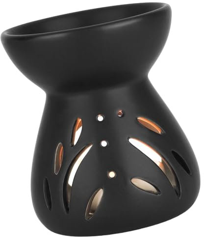 Piceioep Diffuseur d'huiles essentielles en céramique noir pour aromathérapie, photophore pour salon ou bureau